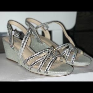 Alex Marie Makira Rhinestone Silver Wedge 2.55”
